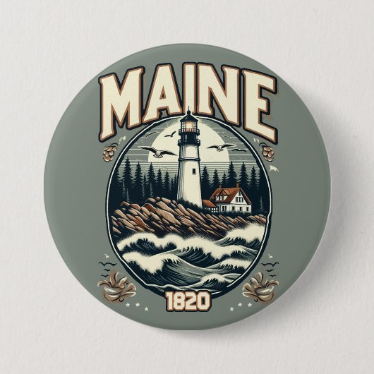  vuurtoren van Maine Ronde Button 7,6 Cm (Voorkant)