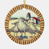 Vuurtoren van meeuwen  keramisch ornament (Voorkant)