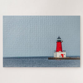 vuurtoren van Menominee op het meer van Michigan - Legpuzzel