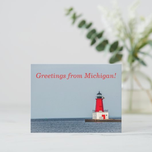 vuurtoren van Menominee Pierhead Briefkaart (Staand voorkant)