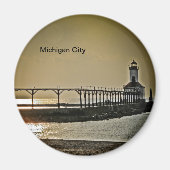 vuurtoren van Michigan City Indiana Magneet (Voorkant)