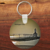 vuurtoren van Michigan City Indiana Sleutelhanger (Voorkant)