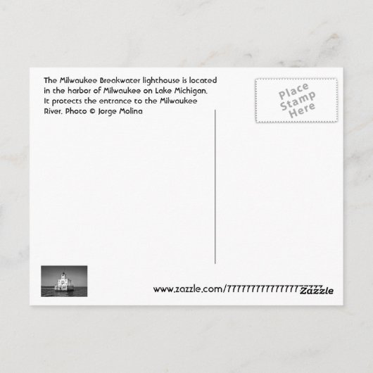 vuurtoren van Milwaukee Breakwater Briefkaart (Achterkant)