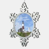 vuurtoren van Montauk Point Tin Sneeuwvlok Ornament (Rechts)