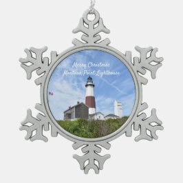 vuurtoren van Montauk Point Tin Sneeuwvlok Ornament