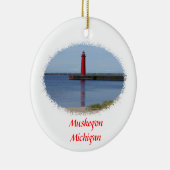 vuurtoren van Muskegon Michigan Keramisch Ornament (Rechts)