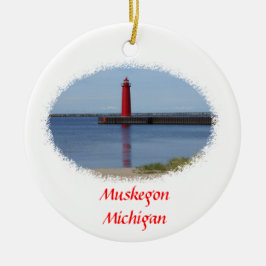 vuurtoren van Muskegon Michigan Keramisch Ornament