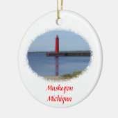 vuurtoren van Muskegon Michigan Keramisch Ornament (Links)