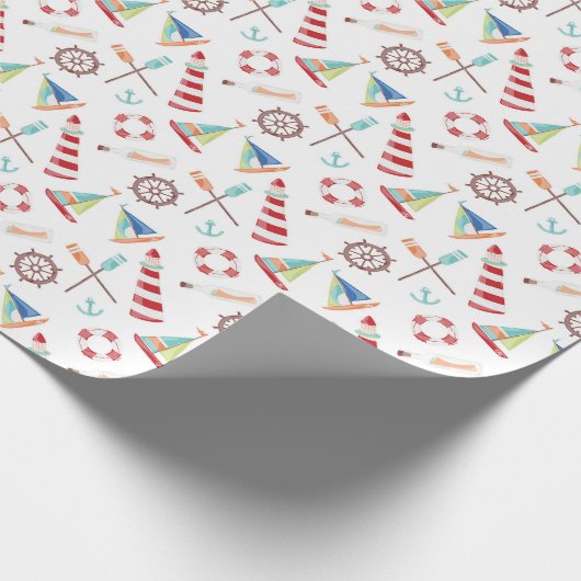 Vuurtoren van nautisch zee cadeaupapier (Hoek)