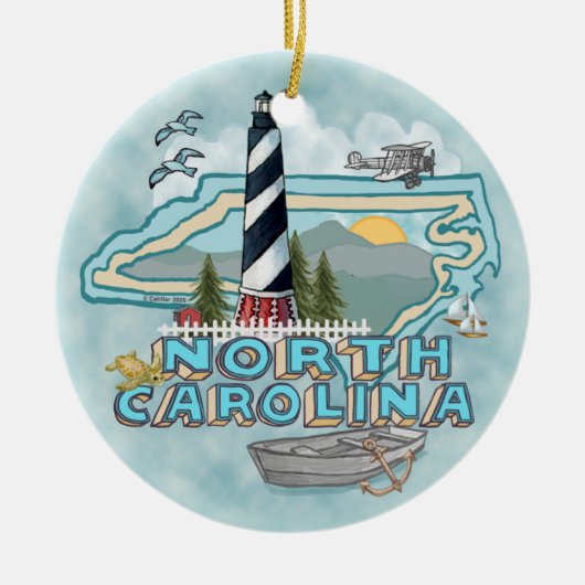 vuurtoren van North Carolina Keramisch Ornament (Voorkant)