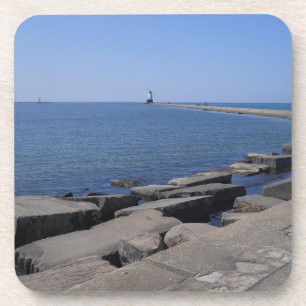 Vuurtoren van North Pierhead, Ludington, MI Bier Onderzetter