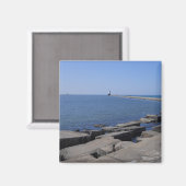 Vuurtoren van North Pierhead, Ludington, MI Magneet (Voorkant / Achterkant)