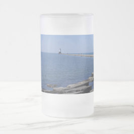 Vuurtoren van North Pierhead, Ludington, MI Matglas Bierpul