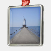 Vuurtoren van North Pierhead, Ludington, MI Metalen Ornament (Links)