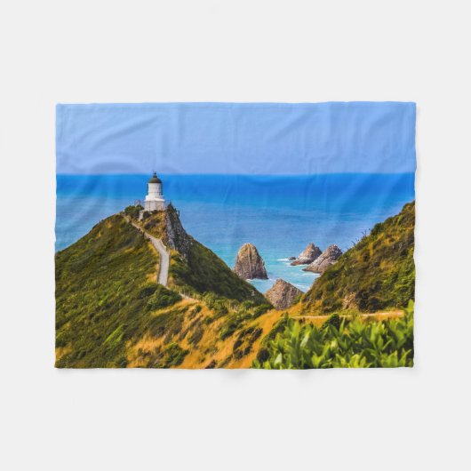 vuurtoren van Nugget Point, Nieuw-Zeeland Fleece Deken (Voorkant (Horizontaal))