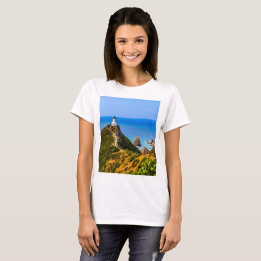 vuurtoren van Nugget Point, Nieuw-Zeeland T-shirt (Voorkant volledig)