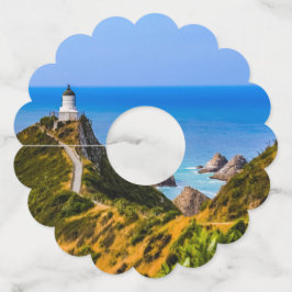 vuurtoren van Nugget Point, Nieuw-Zeeland Wijnglaslabel