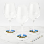 vuurtoren van Nugget Point, Nieuw-Zeeland Wijnglaslabel (Set)