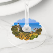 vuurtoren van Nugget Point, Nieuw-Zeeland Wijnglaslabel (Dichtbij)