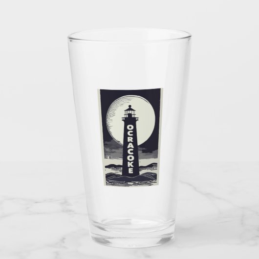 Vuurtoren van Ocracoke North Carolina Moon Glas (Voorkant)