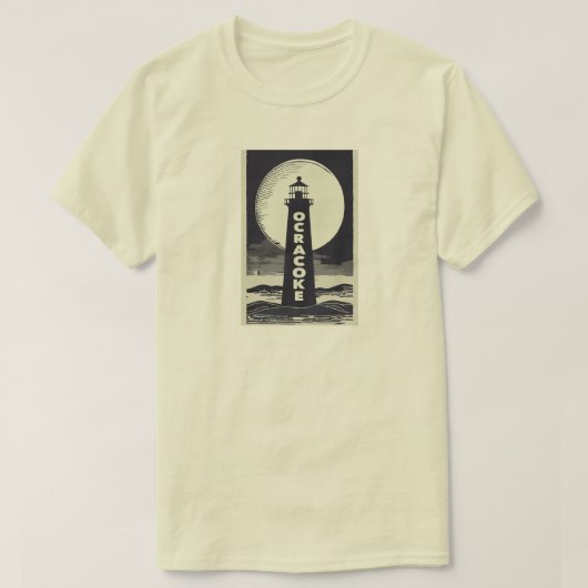 Vuurtoren van Ocracoke North Carolina Moon T-shirt (Design voorkant)