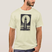 Vuurtoren van Ocracoke North Carolina Moon T-shirt (Voorkant)