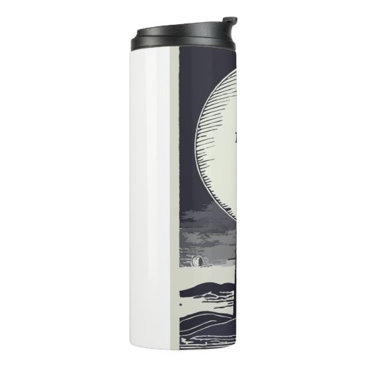 Vuurtoren van Ocracoke North Carolina Moon Thermosbeker (Gedraaid links)