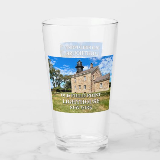 Vuurtoren van Old Field Point, New York Pint Glass Glas (Achterkant)