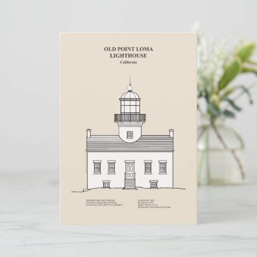 Vuurtoren van Old Point Loma - Californië - SBD Bedankkaart (Staand voorkant)