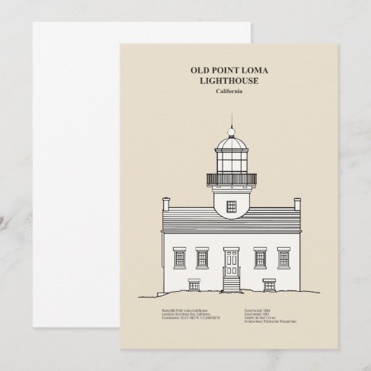 Vuurtoren van Old Point Loma - Californië - SBD Bedankkaart (Voorkant / Achterkant)
