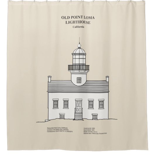 Vuurtoren van Old Point Loma - Californië - SBD Douchegordijn (Voorkant)