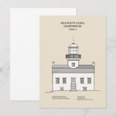 Vuurtoren van Old Point Loma - Californië - SBD Notitiekaartje (Voorkant / Achterkant)