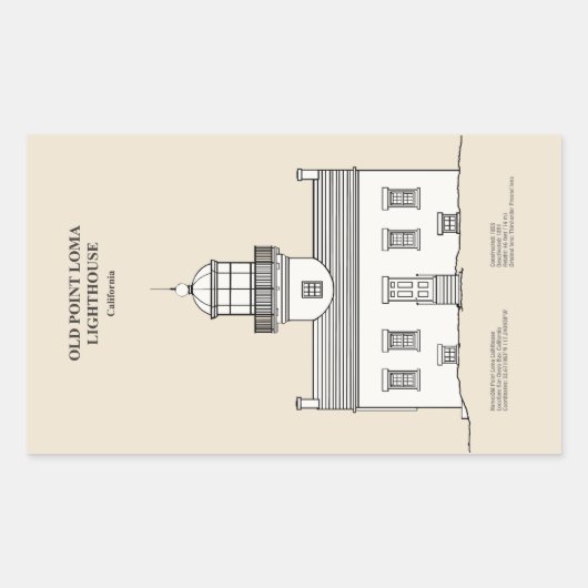 Vuurtoren van Old Point Loma - Californië - SBD Rechthoekige Sticker (Voorkant)