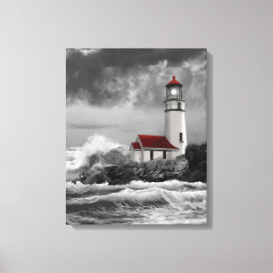 Vuurtoren van Oregon Cape Blanco, vingerafdrukken Canvas Afdruk
