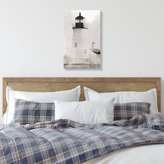 vuurtoren van Pemaquid Point Maine Canvas Afdruk (Insitu (Slaapkamer))