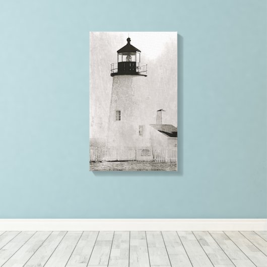 vuurtoren van Pemaquid Point Maine Canvas Afdruk (Insitu (Houten vloer))