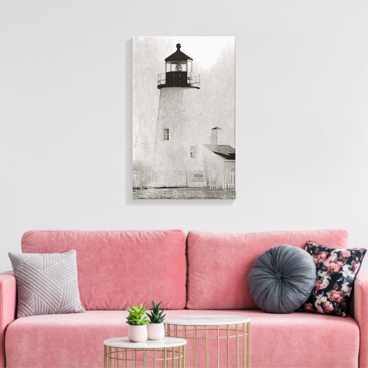 vuurtoren van Pemaquid Point Maine Canvas Afdruk (Insitu (Woonkamer))