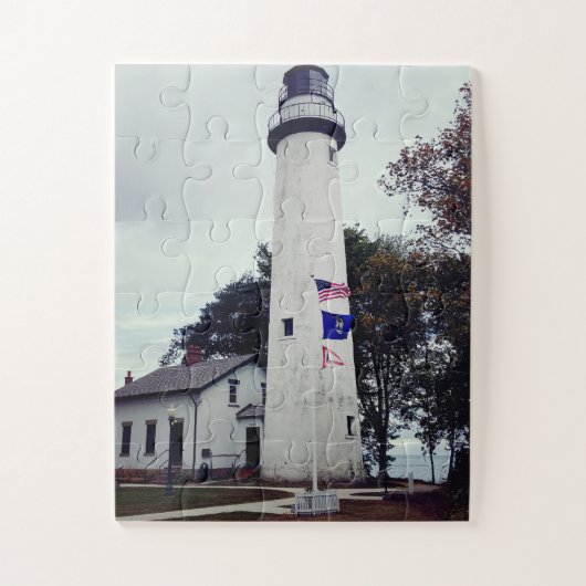 vuurtoren van Pointe Aux Barques in Michigan Legpuzzel (Verticaal)