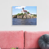vuurtoren van Pomham Rocks, Rhode Island Canvas Afdruk (Insitu (Woonkamer))