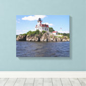 vuurtoren van Pomham Rocks, Rhode Island Canvas Afdruk (Insitu (Houten vloer))
