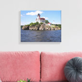 vuurtoren van Pomham Rocks, Rhode Island Canvas Afdruk (Insitu (Woonkamer))