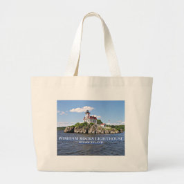vuurtoren van Pomham Rocks, Rhode Island Grote Tote Bag