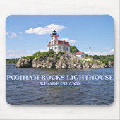 vuurtoren van Pomham Rocks, Rhode Island Mousepad Muismat (Voorkant)