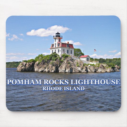vuurtoren van Pomham Rocks, Rhode Island Mousepad Muismat (Voorkant)