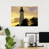 Vuurtoren van Port Isabel bij zonsondergang poster (Thuiskantoor)
