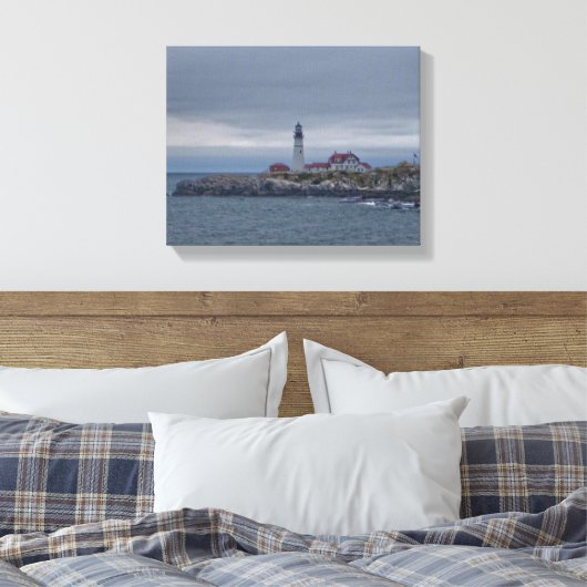Vuurtoren van Portland Head Canvas Afdruk (Insitu (Slaapkamer))