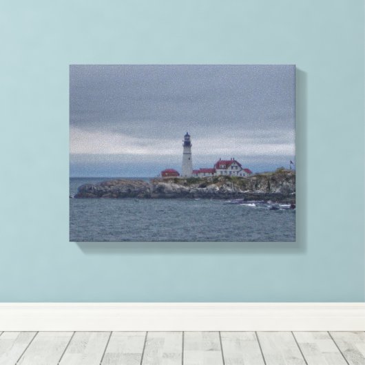Vuurtoren van Portland Head Canvas Afdruk (Insitu (Houten vloer))