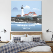 Vuurtoren van Portland Head Canvas Afdruk (Insitu (Slaapkamer))
