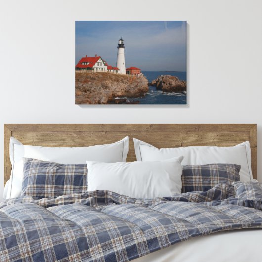 Vuurtoren van Portland Head Canvas Afdruk (Insitu (Slaapkamer))