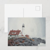 Vuurtoren van Portland Head in de mist Briefkaart (Voorkant / Achterkant)